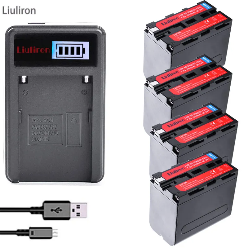 Аккумулятор 4x bateria батарея NP F970 F960 с двумя USB портами ЖК дисплеем быстрая зарядка