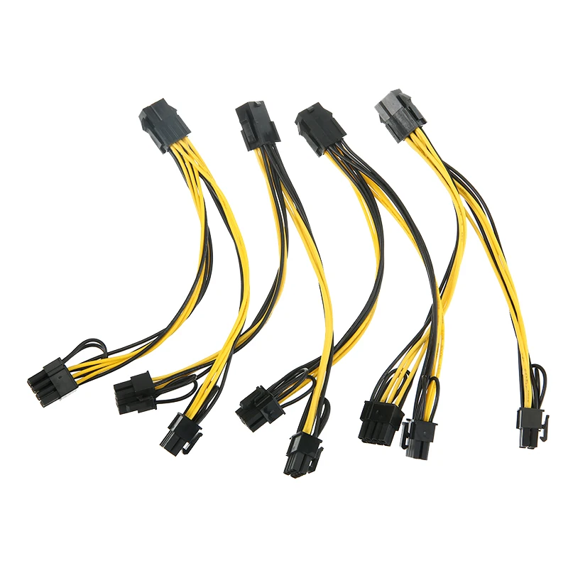 

4pcs High Quality 6-Pin to Dual 8-Pin Power Cable Durable PCI-E Power Supply Cables Adapter Computer Accessories