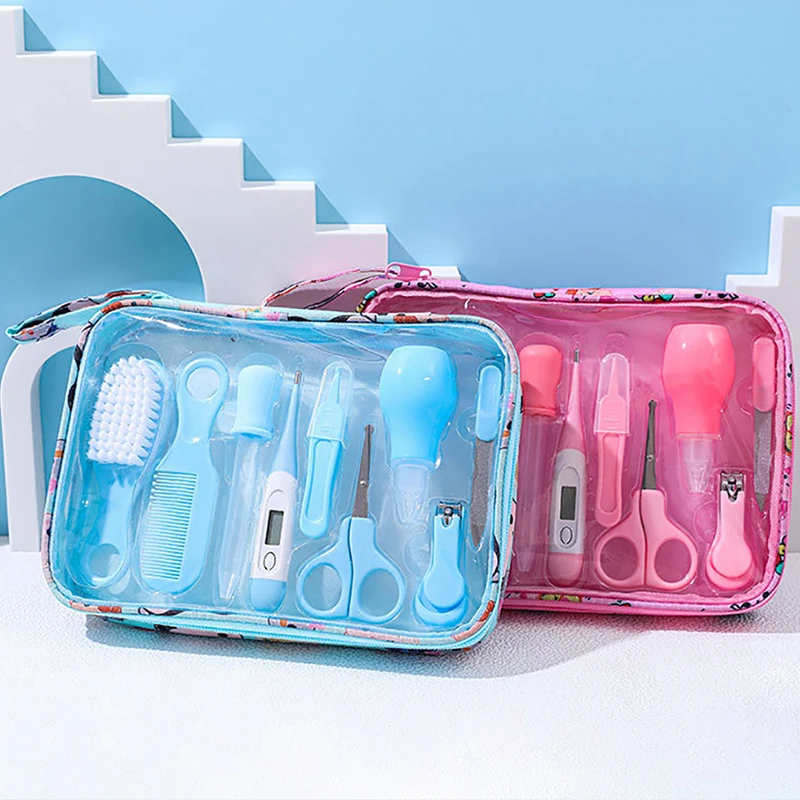 6/7/8/9pcs/set Newborn Care Kit Nail Hair Thermometer Grooming Brush Clipper Scissor Multifunction Kid Toiletries Kit Baby Care