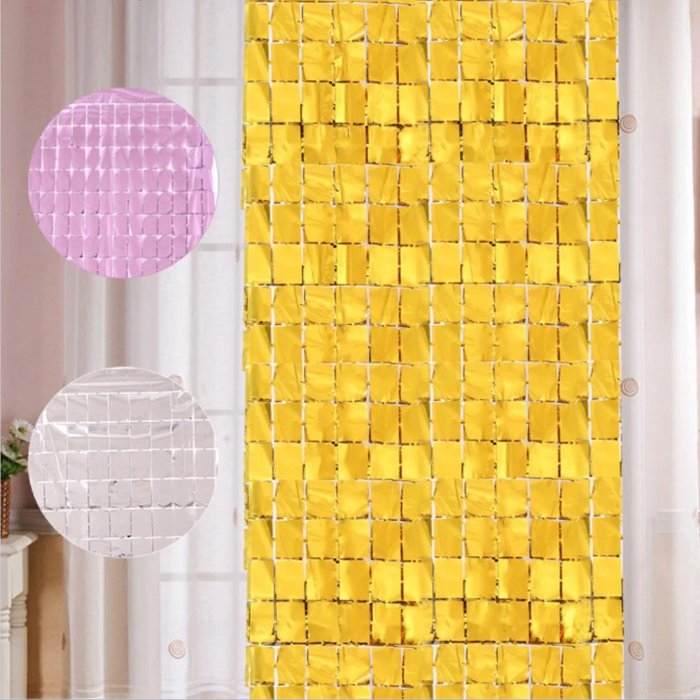 

2M Sequin Background Wall Hanging Square Glitter Rain Curtain Backdrops Photozone Shimmer Wall Backdrop Metallic Curtain Hanging