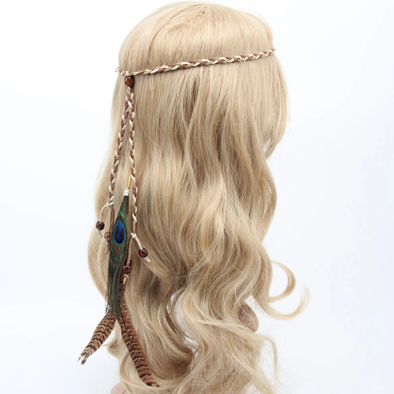 Женские аксессуары для волос перо модное павлина повязки на голову головной убор