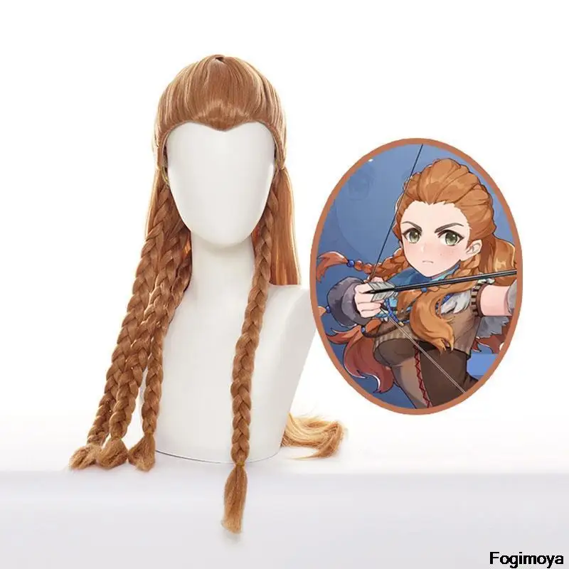 

Парик для косплея Game Genshin Impact Aloy с косами 70 см костюм термостойкие синтетические волосы для Хэллоуина вечеринки женские длинные волосы