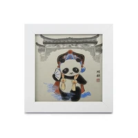 high quality china luxury brocade panda gift handmade silk ribbon embroidery canvas wall art home decoration chinese opera panda