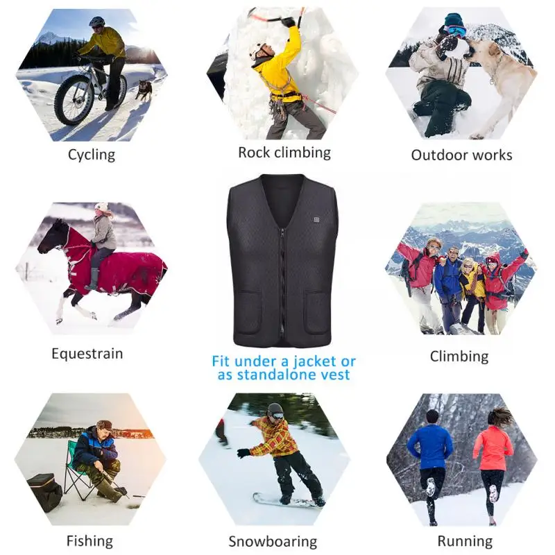 

Heating Vest Washable USB Charging Heating Warm Vest Intelligent Temperature Control Fishing Skiing Heating Coat Jacket Clothing
