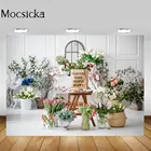 Mocsicka весенний фон для фотосъемки новорожденных с изображением цветов для крещения Декор для гостиной студийные обои для фотосъемки реквизит