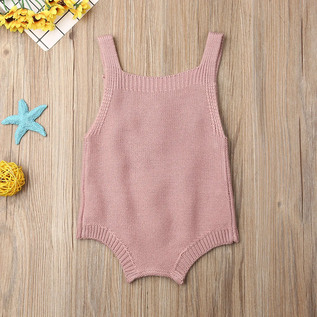 

Autumn Winter 0-18M Cute Newborn Infant Baby Rompers Knitted Soft Jumpsuit Sleeveless Overalls Playsuit Sunsuit Baby Costumes