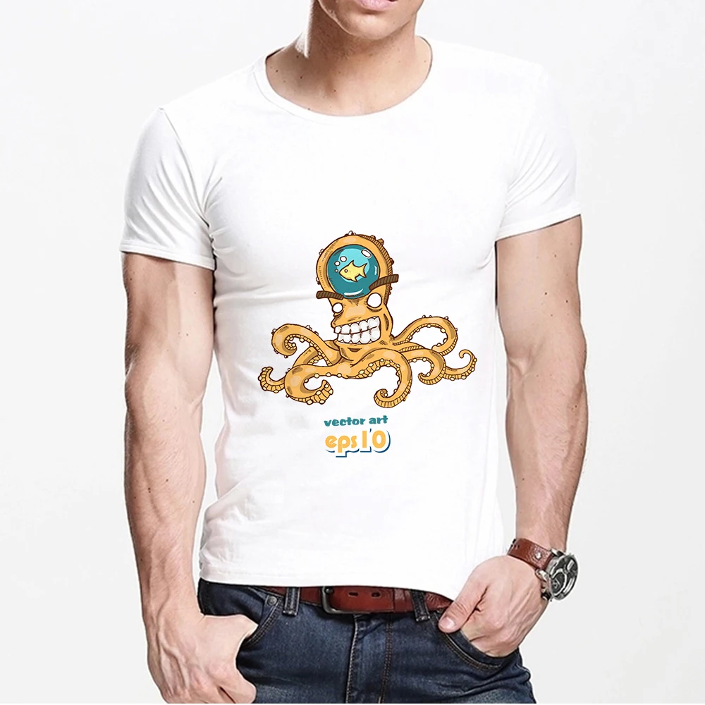 MOUNTSHARP мультяшный осьминог графика Забавные Футболки Уличная Летняя мужская