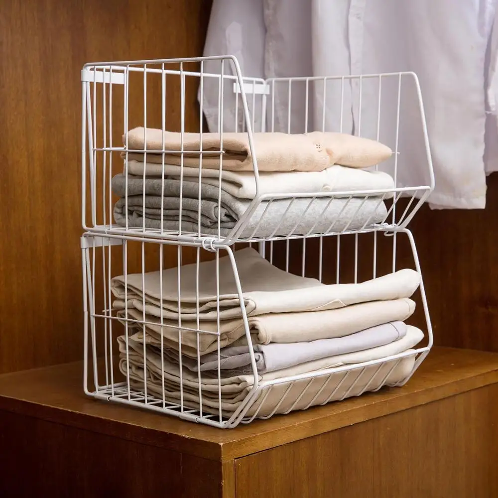 Штабелируемая подвесная корзина для хранения из кованого железа многослойная