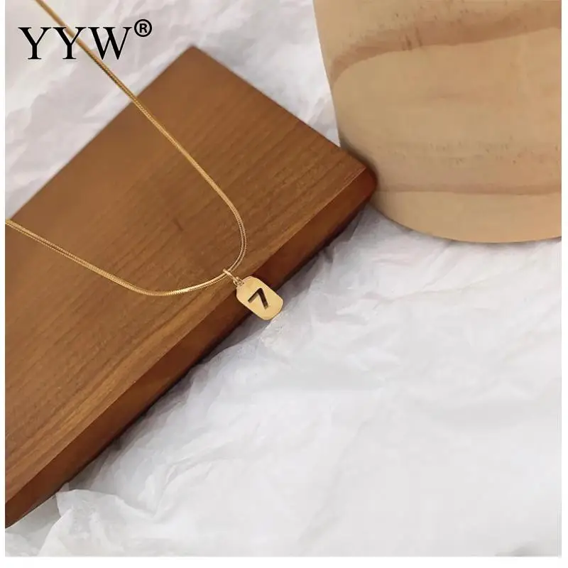 

Lucky Number 7 Tag Titanium Steel Gold Short Necklace Thin Style Clavicle Chain Fashion Vintage Necklace Length About 16.53inch