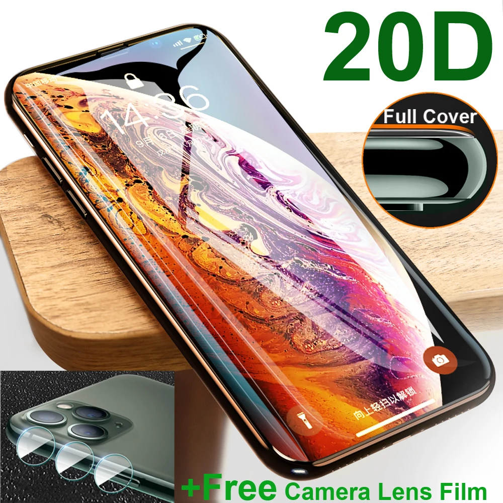 20D полная защита экрана из закаленного стекла для iPhone 11 Pro Max XR X XS Защитная пленка 7