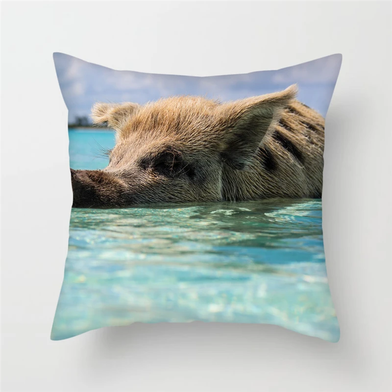 

Nanacoba Animal Throw Pillows Dog and Pig Cushion Cover Pillow Cover for Sofa Bedroom Linen Pillowcase Decorative Short Plush