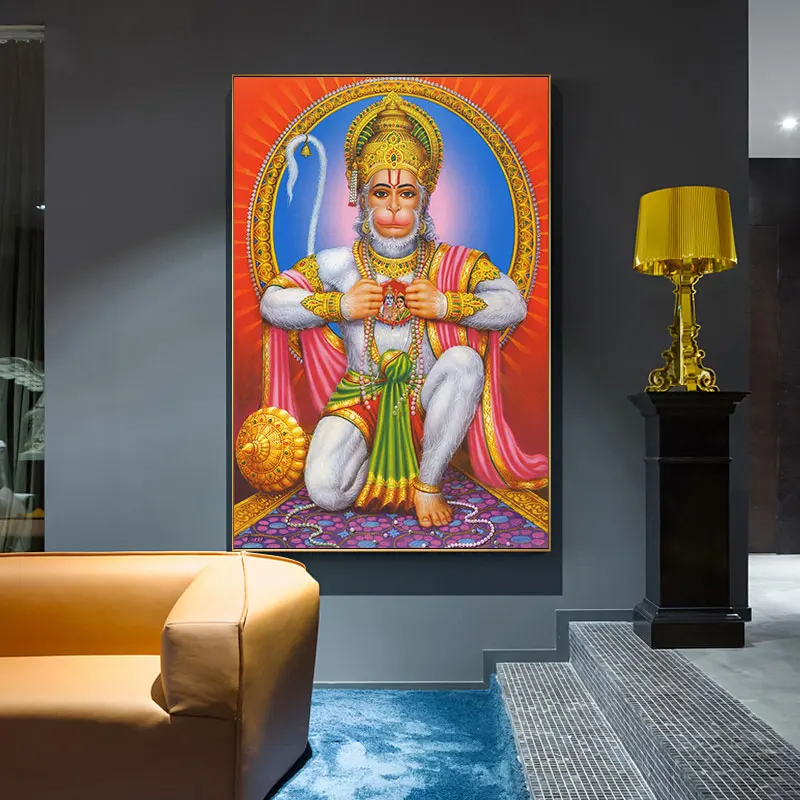 Религиозный постер Hanuman и печать на холсте настенное искусство индуистская