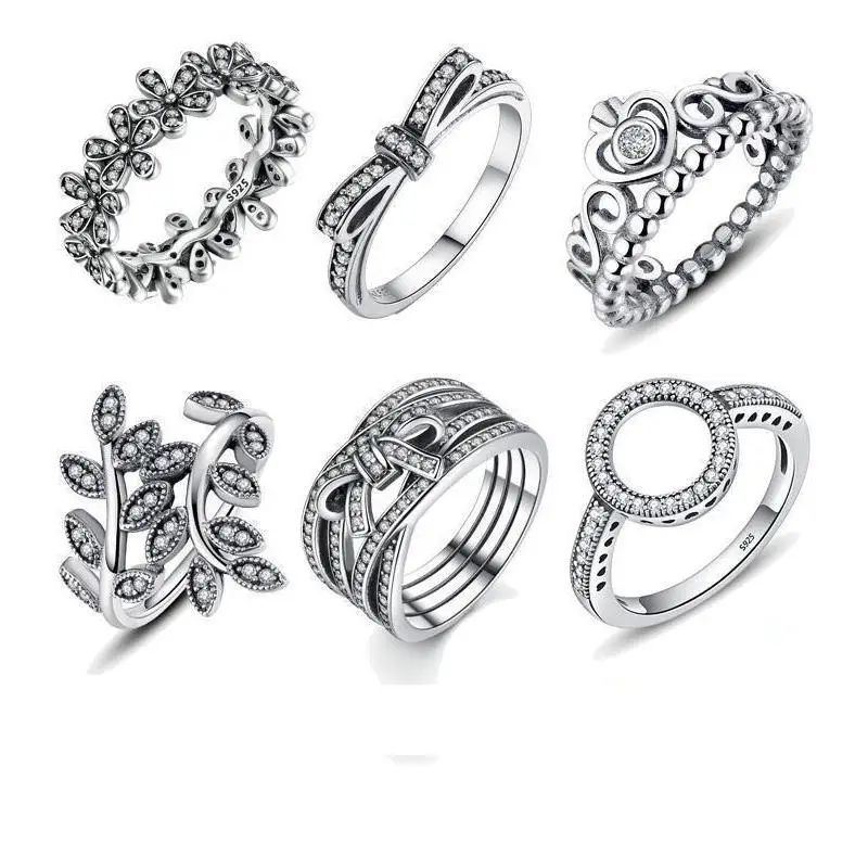 

Valentine Day Hot Sale 100% 925 Sterling Silver Rings Clear CZ Circle Round Lucky Rings Crystal Finger Ring Women Party Jewelry