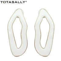 totasally women earrings hyperbole design za earrings designer white enamel irregular earrings aretes mujer dropship