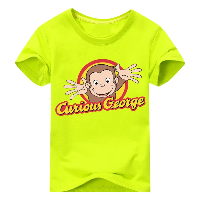 Детская одежда, футболки Милая футболка с надписью «Happy monkey Kids Curious Джордж» футболка для мальчиков и девочек, футболка с короткими рукавами футболки для малышей