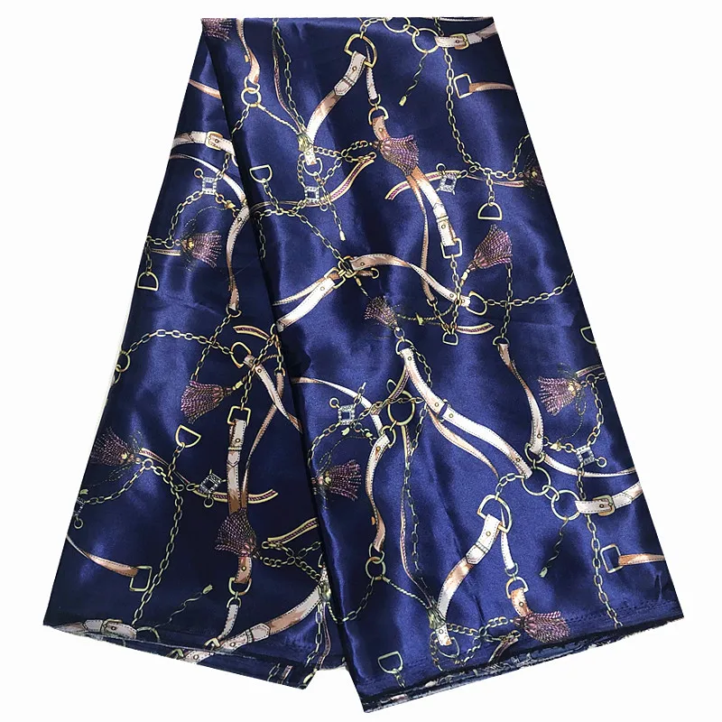 

Hot sale african silk wax fabric wax print fabric high quality african silk satin wax for dress 5yards