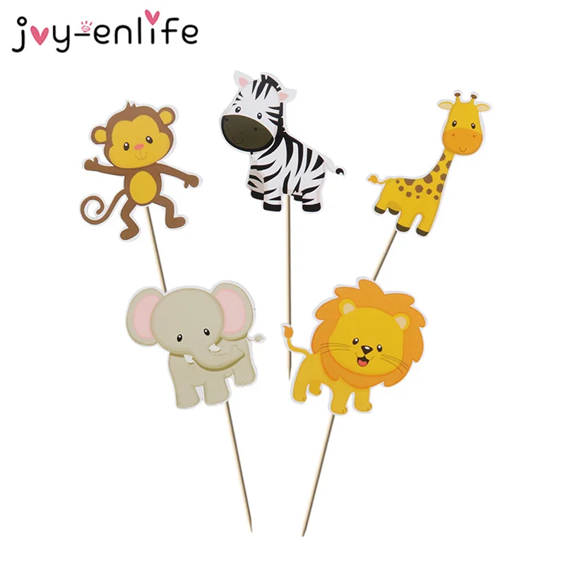 1 комплект мультфильм лес маленькие животные торт Топпер Джунгли животных Кекс