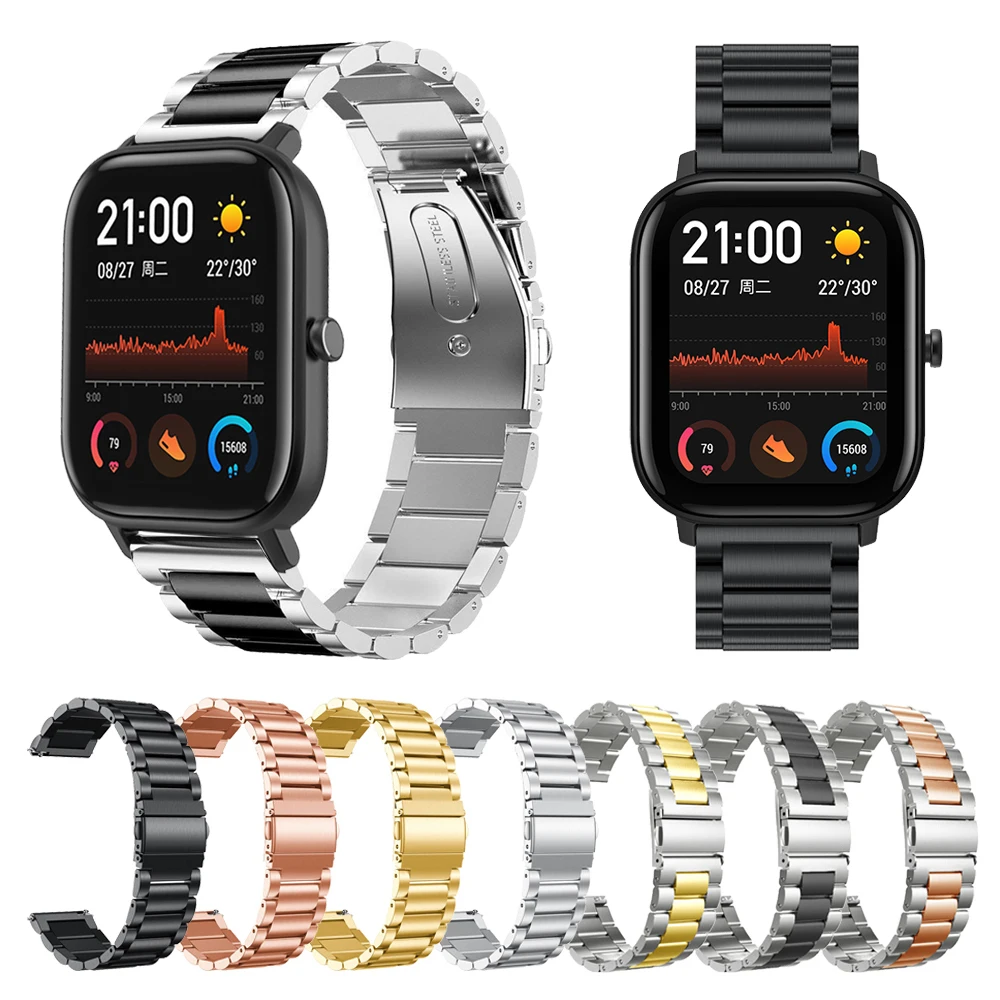 Ремешок металлический для часов Xiaomi Huami Amazfit GTS браслет из нержавеющей стали GTR 42