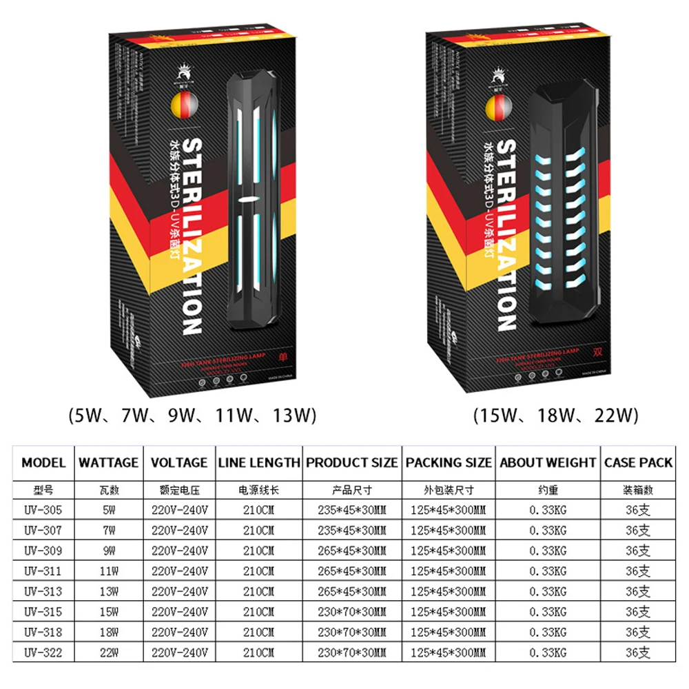 Лампа для аквариума UVC с таймером домашний бактерицидный УФ стерилизатор