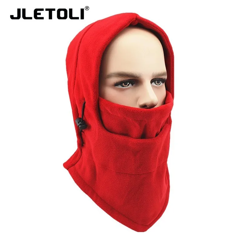 red JLETOLI Открытый Осень Зима ветрозащитный флис теплый Facemask лыжный головной убор с капюшоном шапка Велоспорт езда обучение маска - Цвет: red