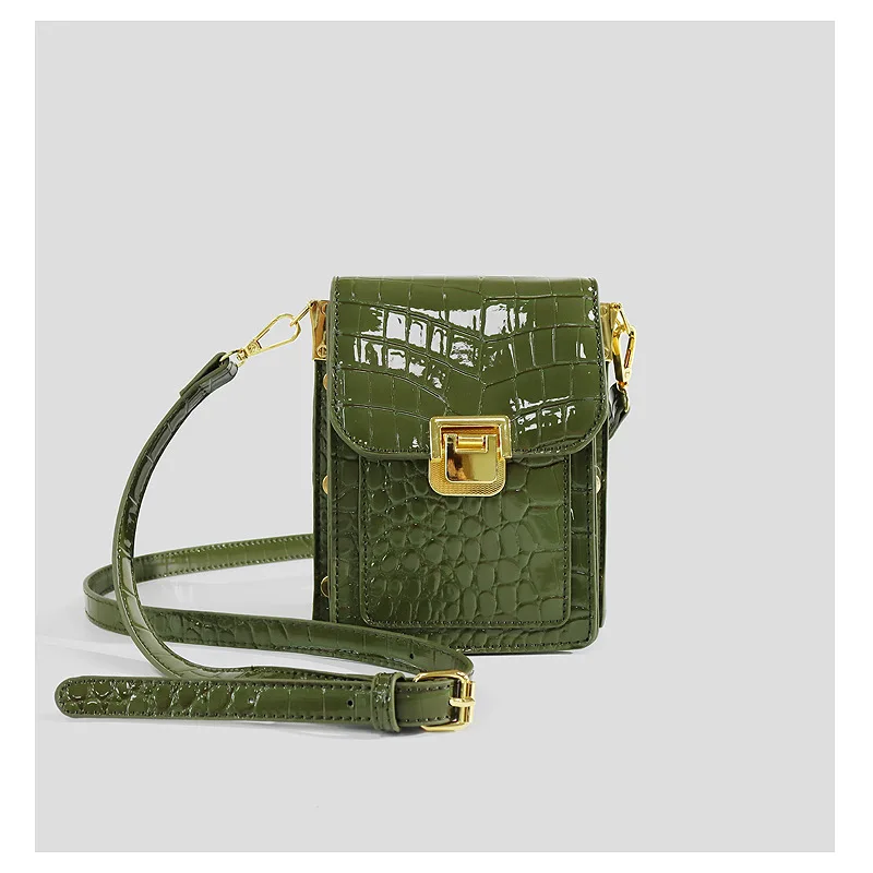 

Small Crocodile Pattern Solid Color PU Leather Crossbody Bags For Women 2021 Summer Lady Shoulder Handbags Female Simple Totes