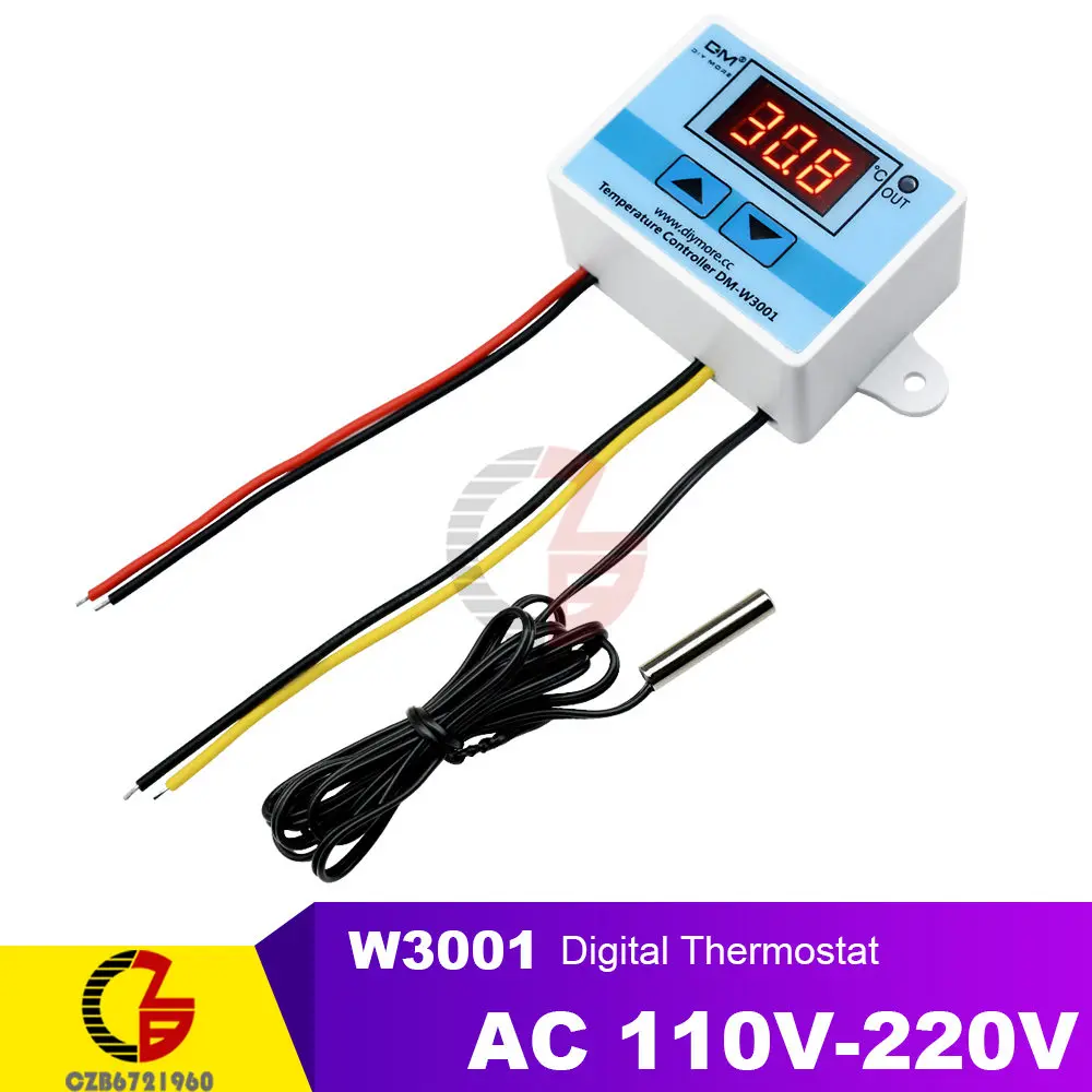 XH-W3001 W3001 DC 12 V светодио дный цифровой термостат Температура контроллер Термальность регулятор терморегулятор термометр инкубатор вентилятор - Цвет: AC 110-220V