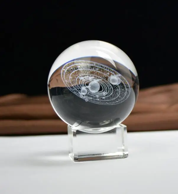 luminous solar С украшением в виде кристаллов лампа Ночной светильник 6 см 3D гравировка галактики солнечной Системы световой ремесло Стекло круглой Офис Настольный Декор лампа vitage Dragon - Испускаемый цвет: luminous solar