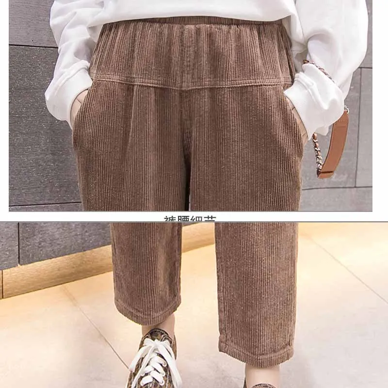 

Harajuku Velvet Warm Woman Pants Autumn Winter Loose Elastic Waist Corduroy Ladies Trousers Casual Streetwear Harem Pants 11610