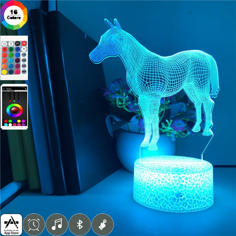 

Animal Horse 7 Colors Night Light Home Party Atmosphere Children Bedroom Decoration 3d Led Table Lamp with Speaker Bluetooth