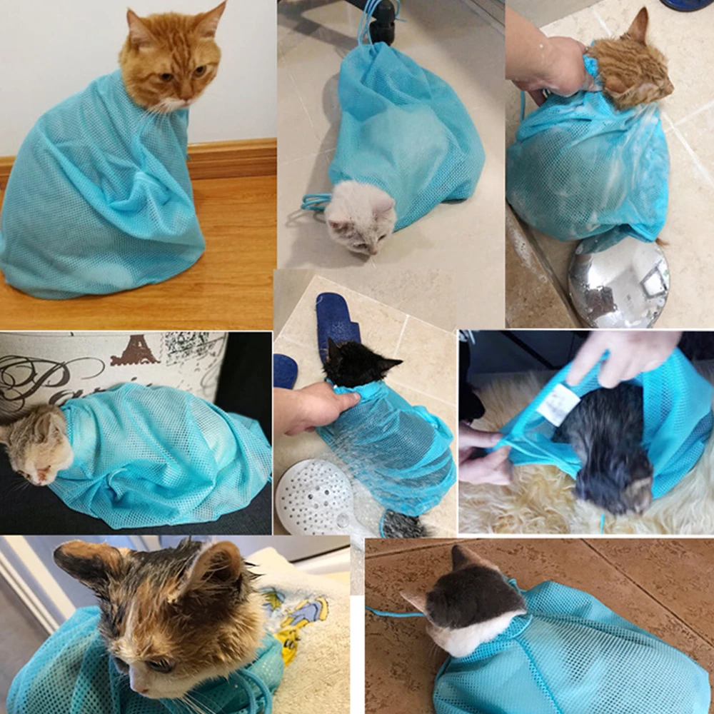 Мягкая Сетчатая Сумка для ухода за кошками регулируемые мешки ногтями