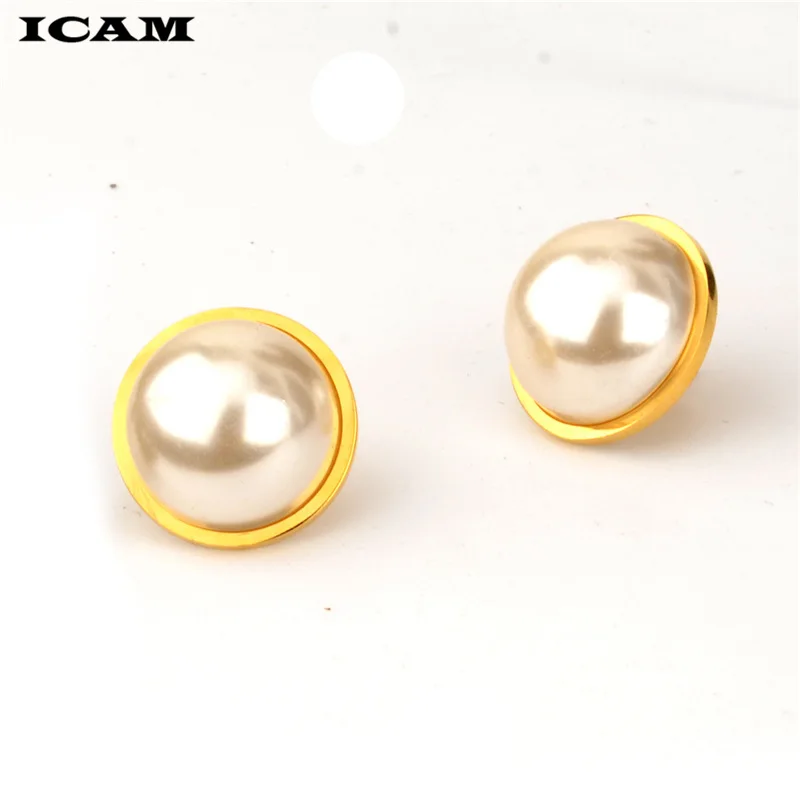 Женские серьги-гвоздики с большим жемчугом из нержавеющей стали | Украшения и