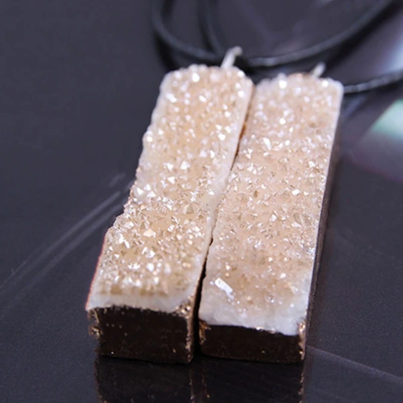 Reiki Raw Ore ювелирные изделия натуральный прямоугольник Druzy ожерелья для женщин