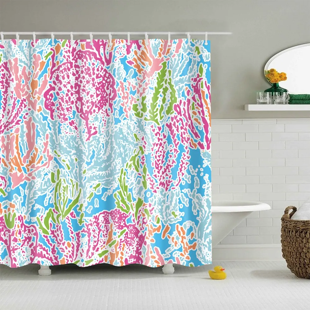 

Purple Shower Curtain Set with Hooks for Bathroom Fabric Farmhouse Beautiful Flower Gift for House