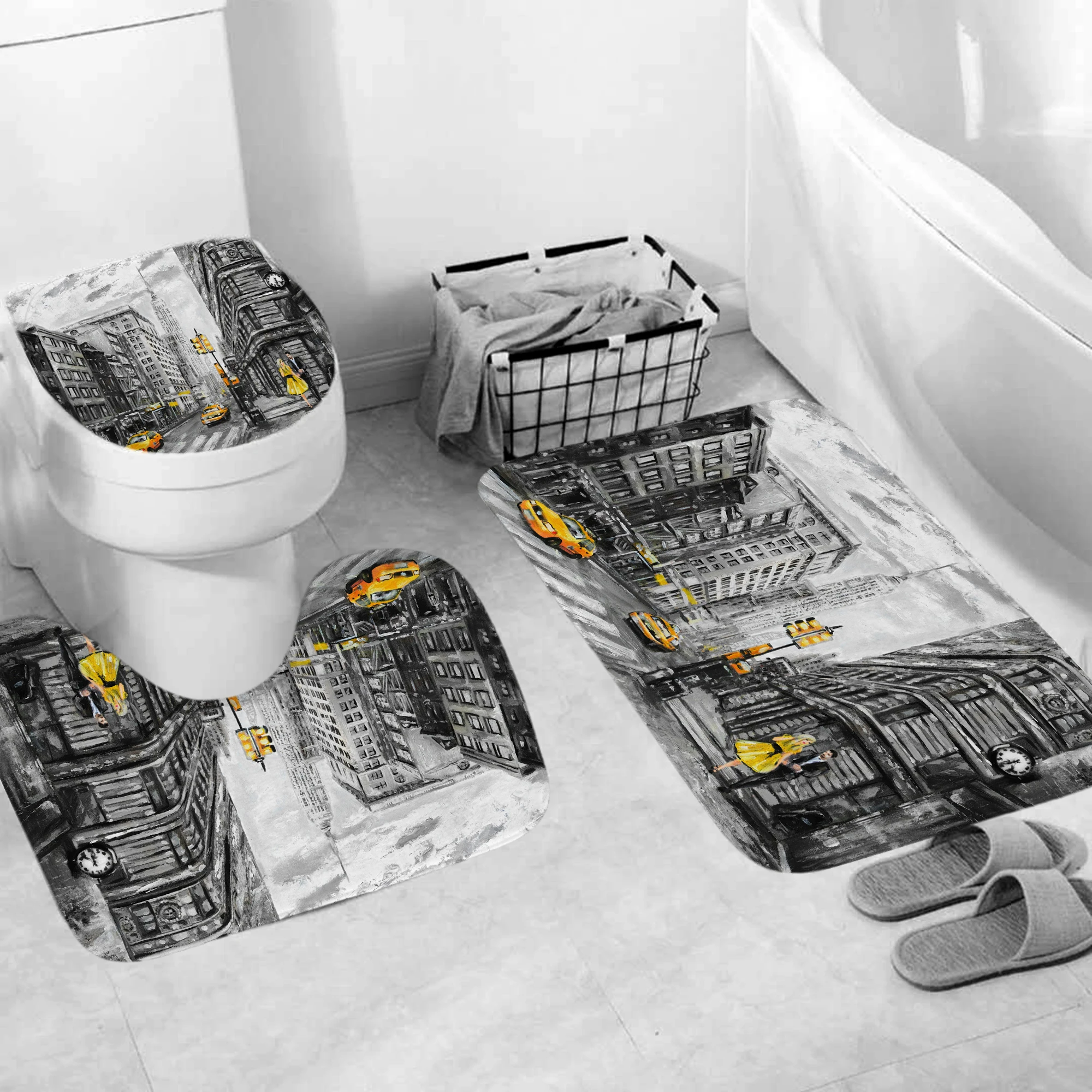 4 в 1 с оригинальными рисунками &quotПарижская башня Пейзаж душ Шторы Ванная комната