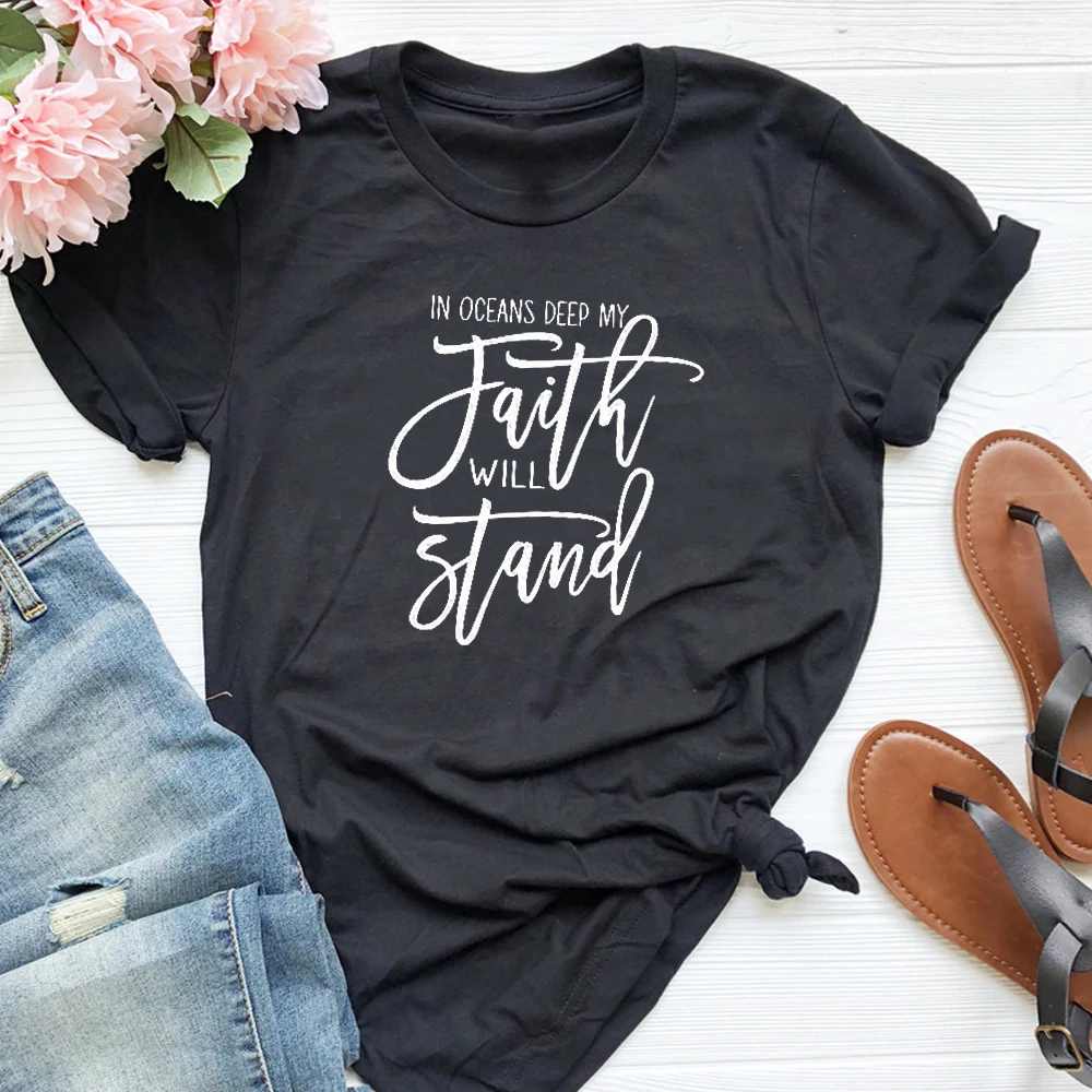 Женская хлопковая футболка с надписью My Faith Will Stand | одежда