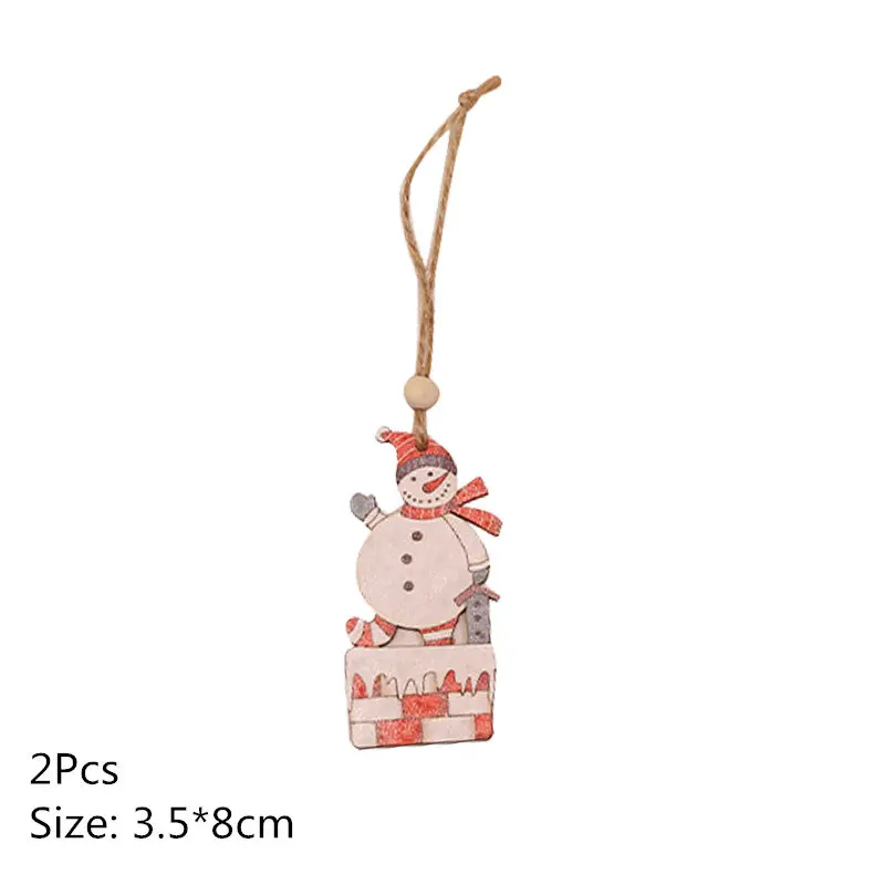 Multi Style Christmas Wooden Pendant Creative Wood Craft Ornaments DIY Chriatmas Tree Hanging Decoration Xmas Gift Supplies - Цвет: 2Pcs-431-B05