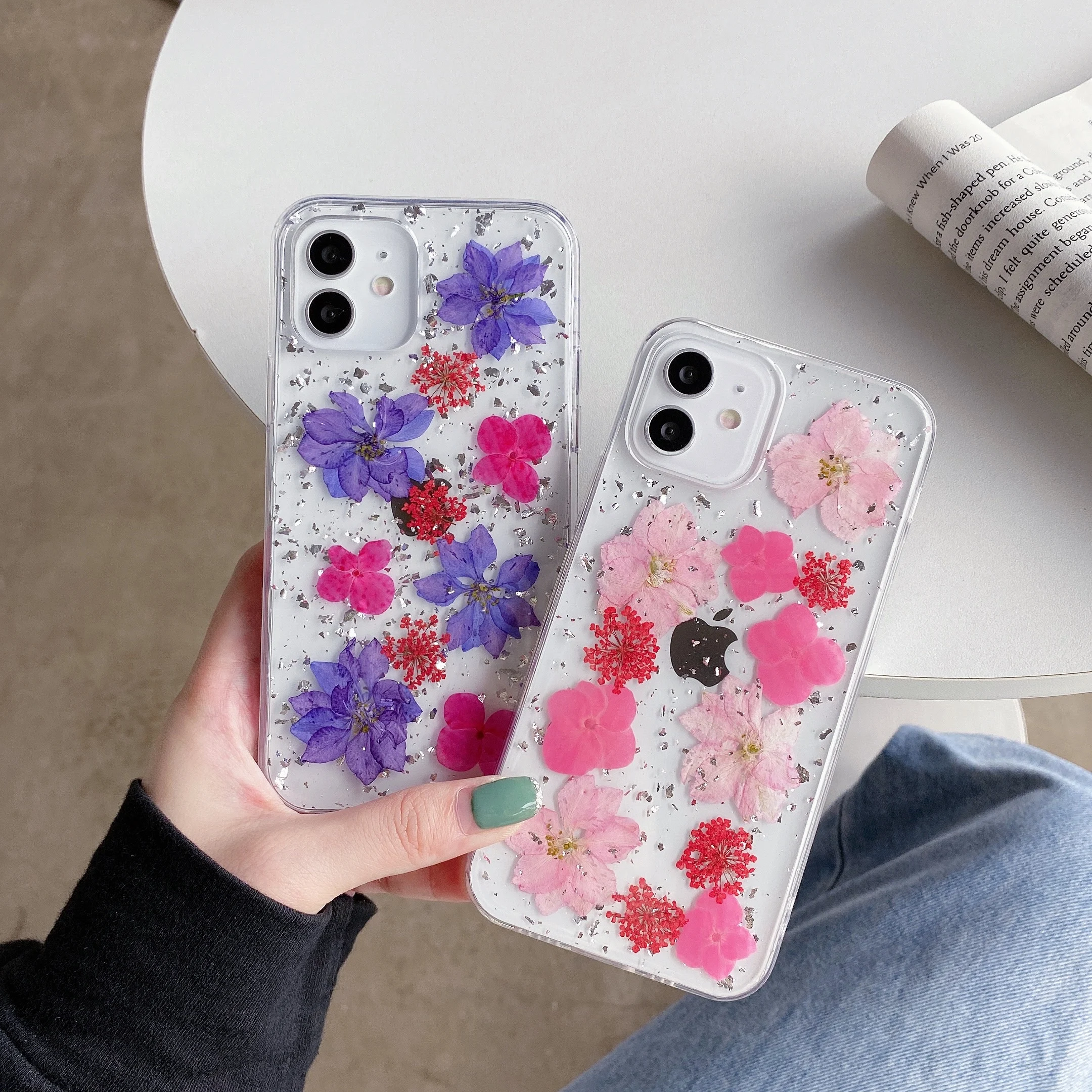 Роскошный Блестящий Прозрачный чехол для телефона из золотой фольги с сухими