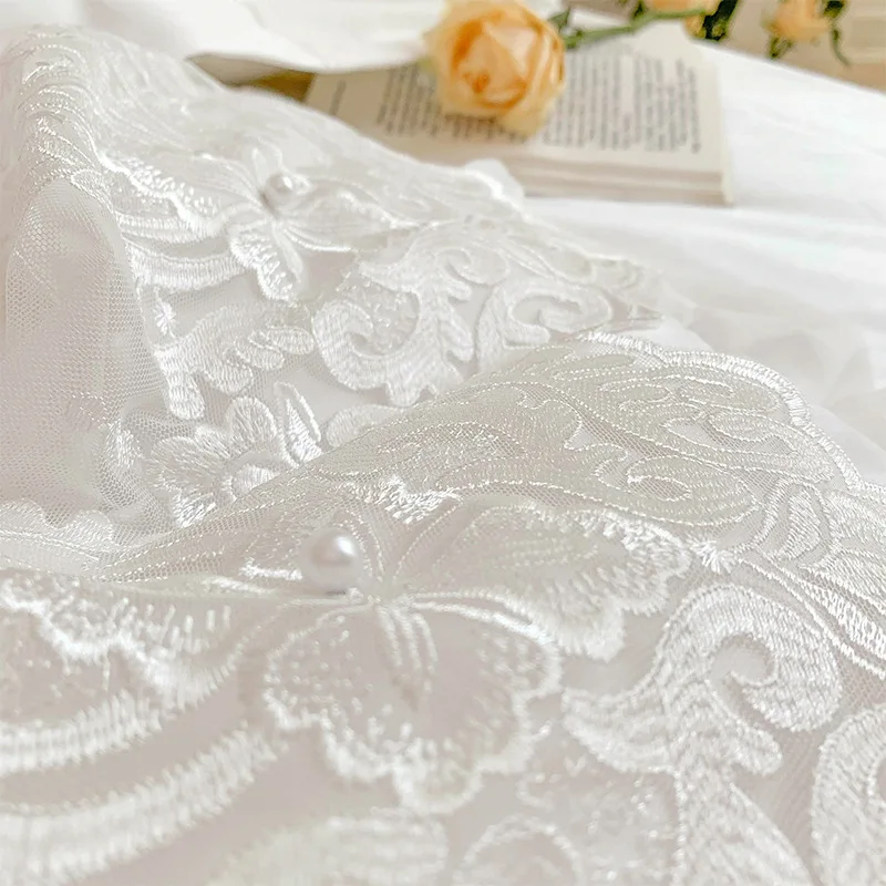 Комплект роскошного постельного белья из 4/6 шт. белая кружевная комбинированная