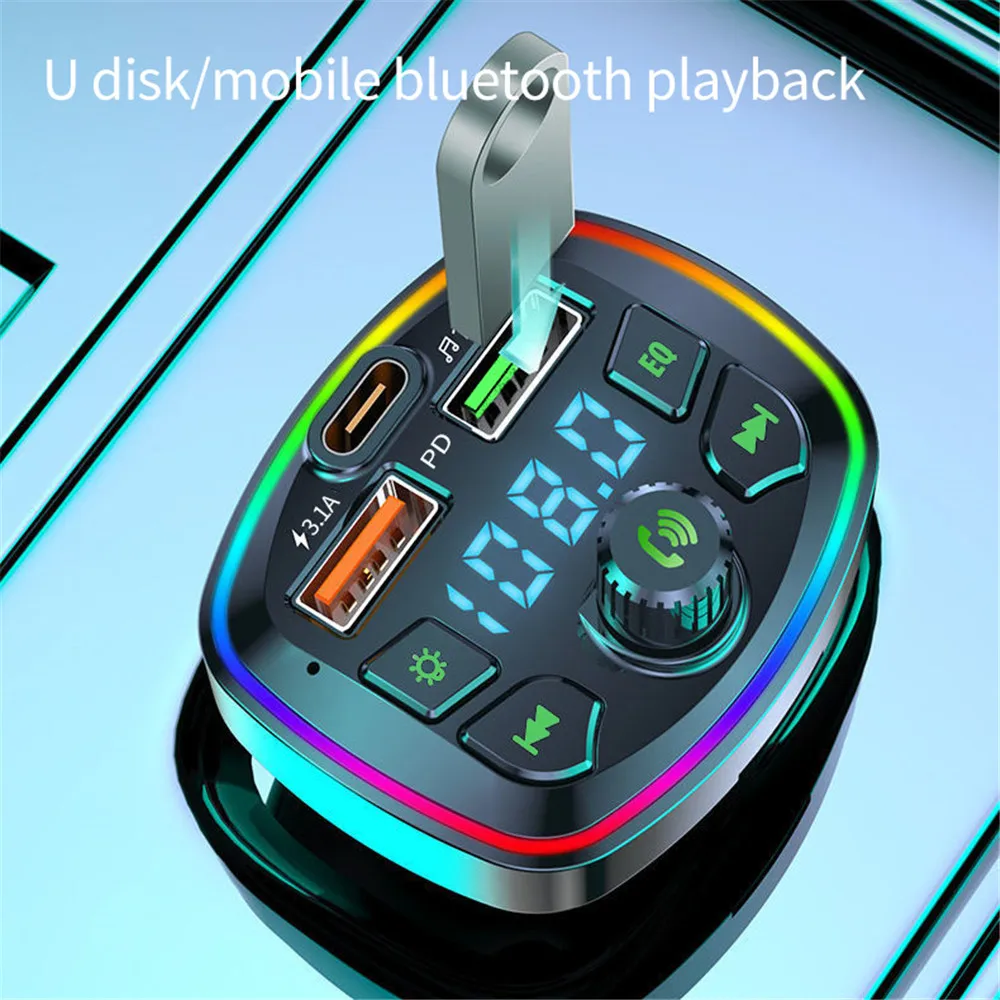 FM-трансмиттер автомобильный с поддержкой Bluetooth 5 0 и светодиодный USB-портами 18 Вт |