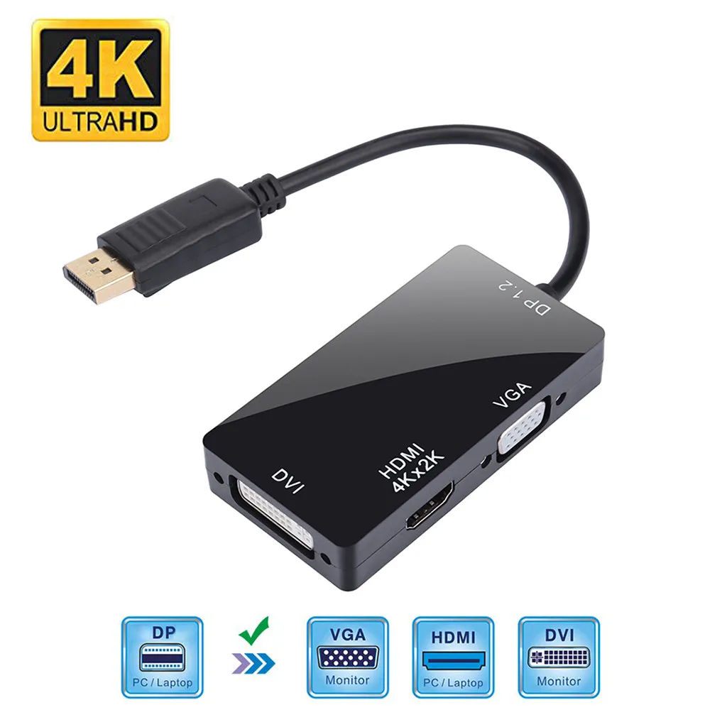 Многофункциональный Кабель адаптер DisplayPort 1 2 в HDMI 4K DVI VGA 3 конвертер для HDTV