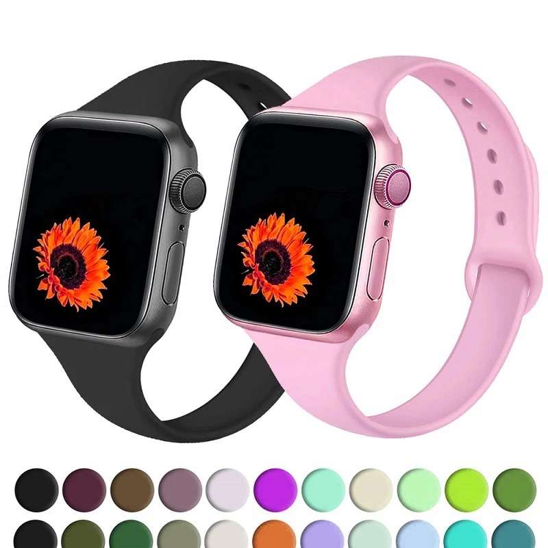 Ремешок для часов apple watch тонкий силиконовый ремешок 42 мм 38 44 40 iwatch series 4/3/2/1|Ремешки часов| |