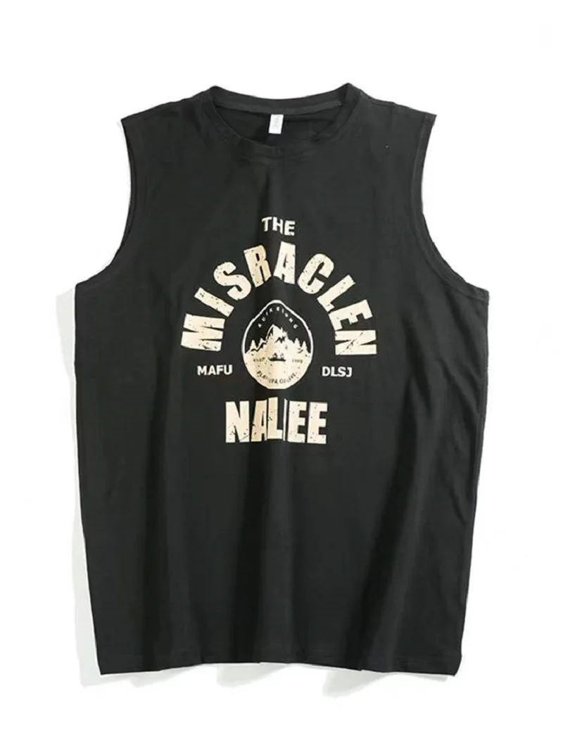 

Tide Brand Summer Hong Kong Style Sleeveless Vest Men's Loose Sports Personality Trend Outer Wear Vest Couple InsT-Shirt Men