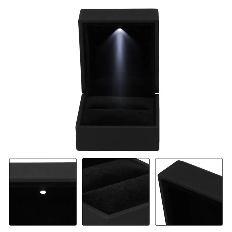

1pc LED Lighted Jewelry Box Proposal Ring Box Creative Ring Storage Case