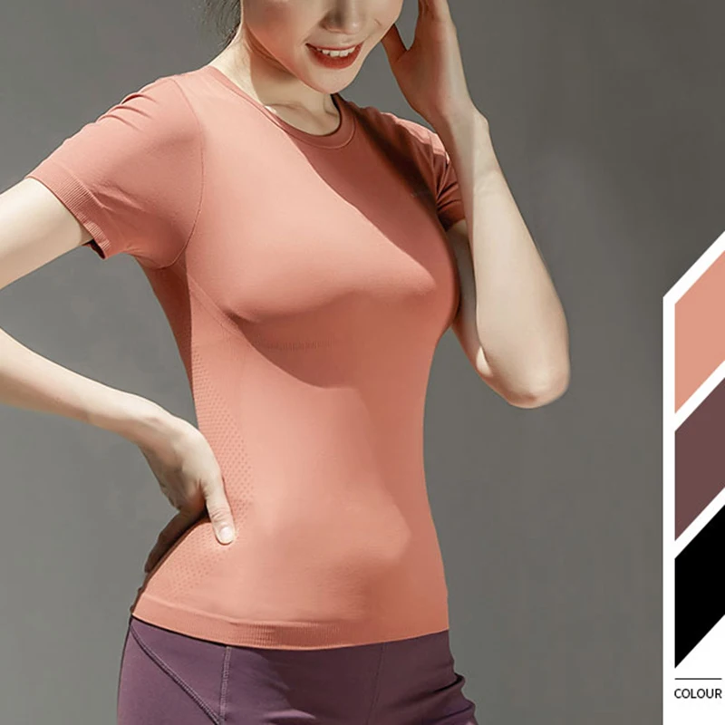 

Женская спортивная рубашка, быстросохнущая Спортивная дышащая женская рубашка с коротким рукавом для упражнений, женский топ для спортзал...