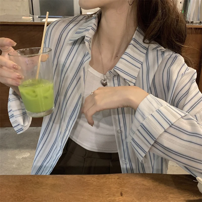 

Женская рубашка в полоску, в Корейском стиле