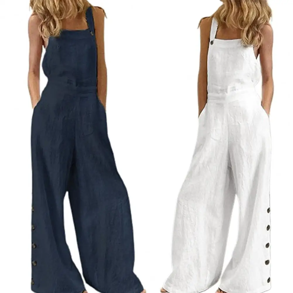 

Jumpsuit Loose Backless Women Wide Leg Pants Overalls for Home