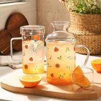 1700ml glass cool kettle cup set household large capacity cute glass water bottles drink milk juice jug bottle kitchen items
