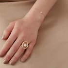 Кольцо неправильной формы с полым жемчугом женское, открытое золотистое Ювелирное Украшение геометрического дизайна