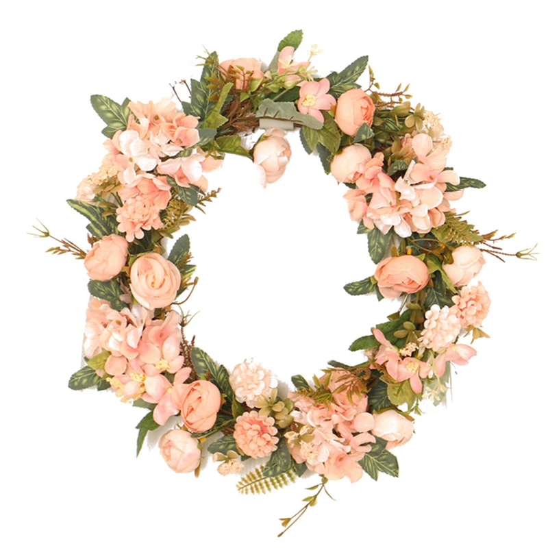 

Artificial Camellia Hydrangea Wreath Spring Wreath for Front Door Wall Window Wedding Party Garden Farmhouse Home Decor