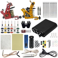 dual set of self taught tattoo machine kits gun machine power pedal ink sets nutrition needle gripping tip